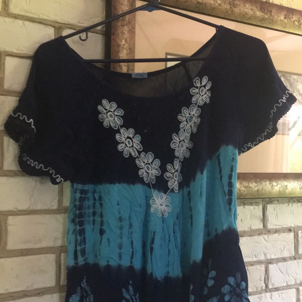 Shoreline Blue Flower Boho Shirt